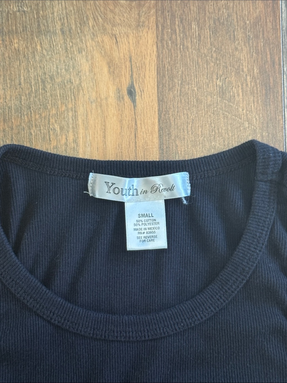 Youth in Revolt Bless Your Heart Embroidered Ribbed Baby Tank Top Black Red - Picture 2 of 4